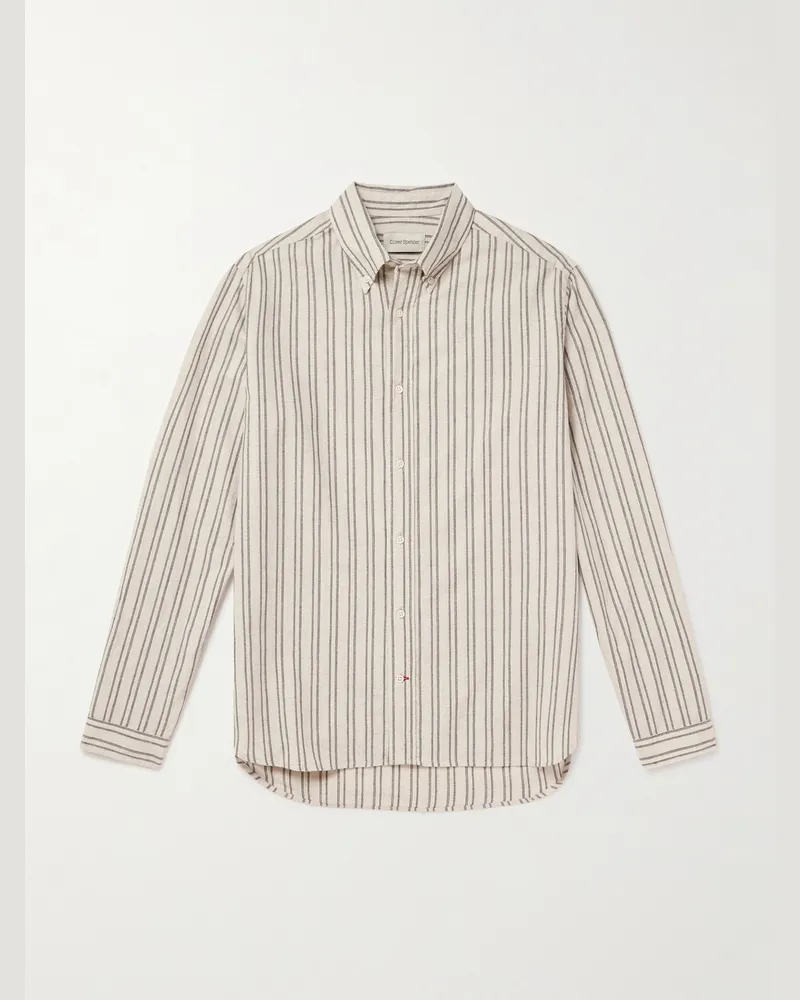 Oliver Spencer Brook gestreiftes Hemd aus Baumwolle mit Button-Down-Kragen Neutral