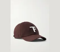 Leather-Trimmed Logo-Embroidered Cotton-Twill Baseball Cap