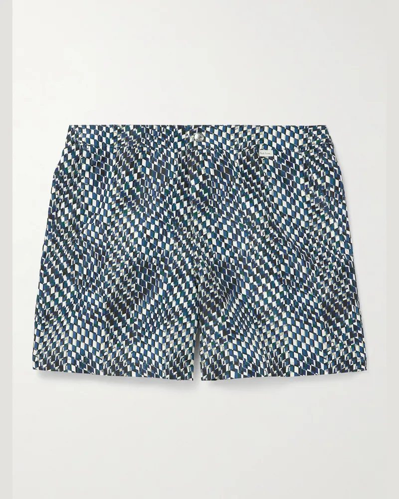 Paul Smith Optic gerade geschnittene mittellange Badeshorts aus recyceltem Material mit Print Blau