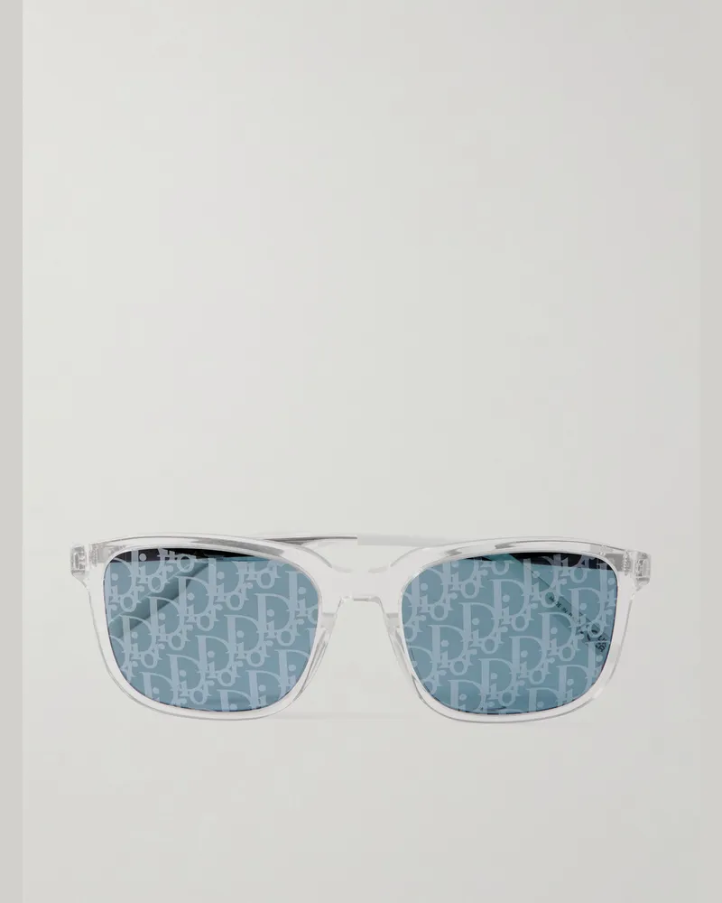 Dior DiorTag SU Square-Frame Acetate and Silver-Tone Mirrored Sunglasses Neutrals