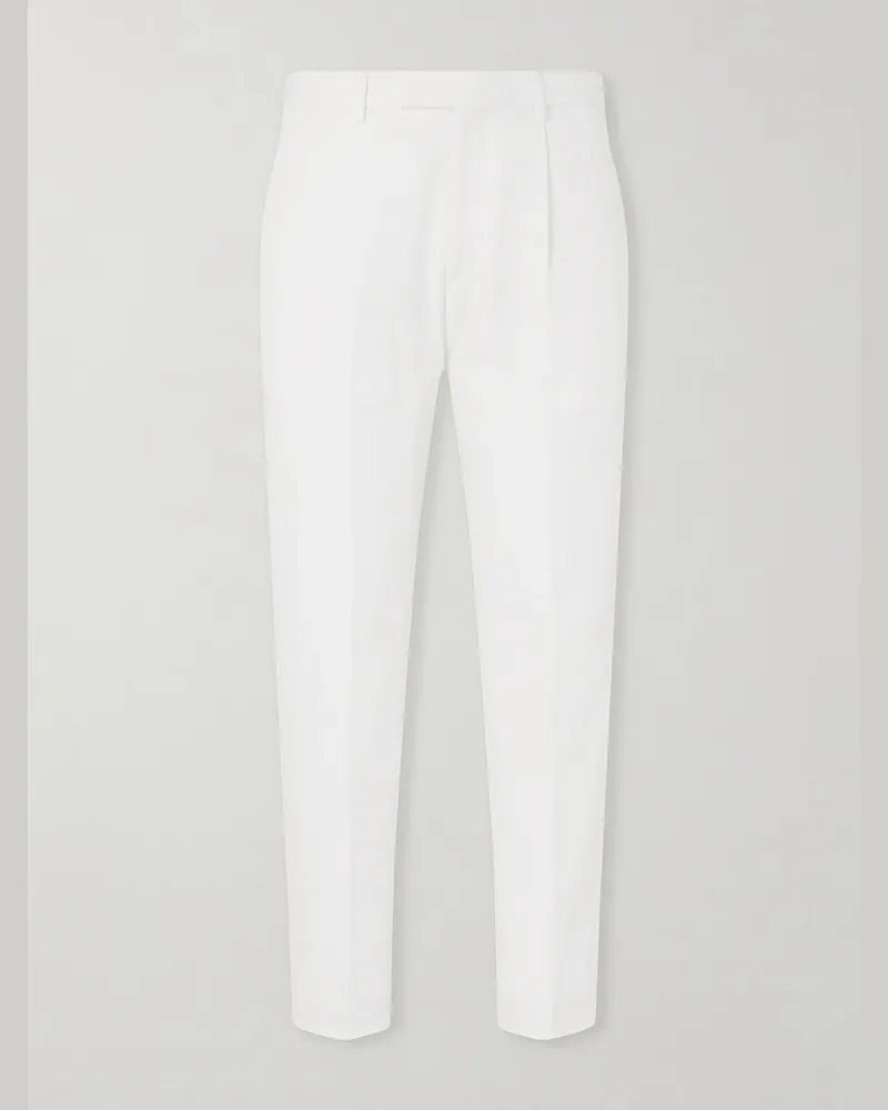 Ermenegildo Zegna Cotton and Linen-Blend Trousers White