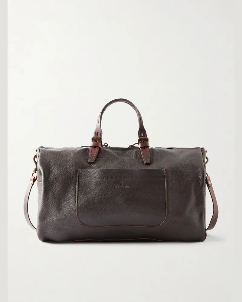 Bleu de Chauffe Full-Grain Leather Weekend Bag Brown