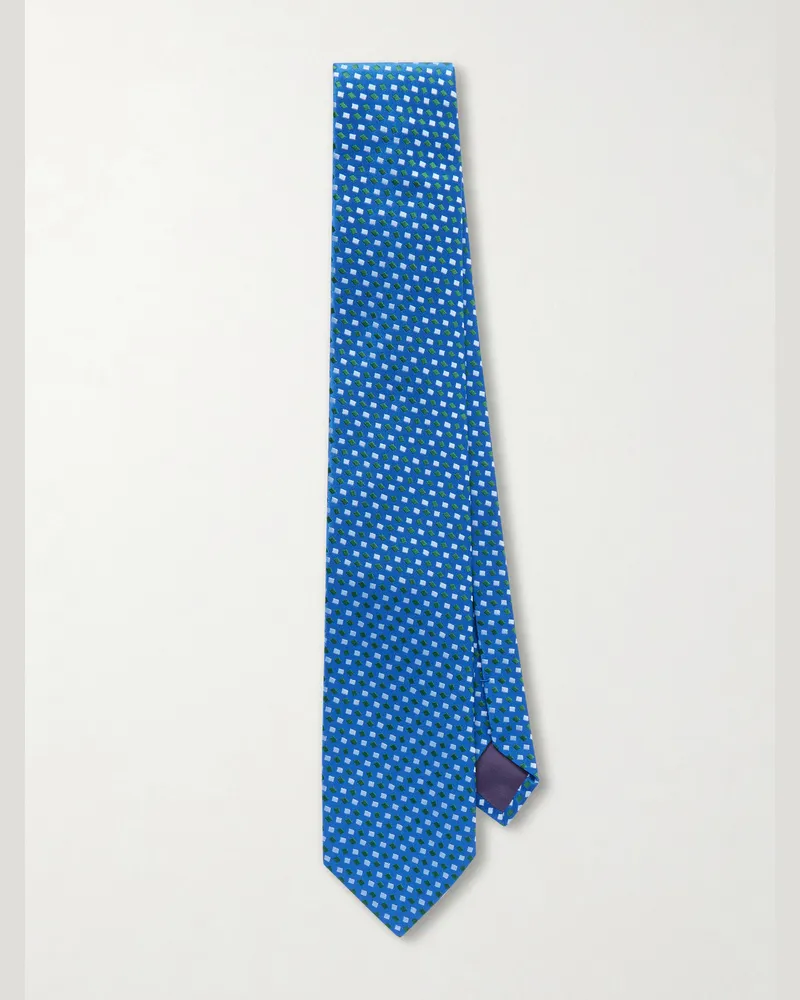 Charvet 8.5cm Silk-Jacquard Tie Blue