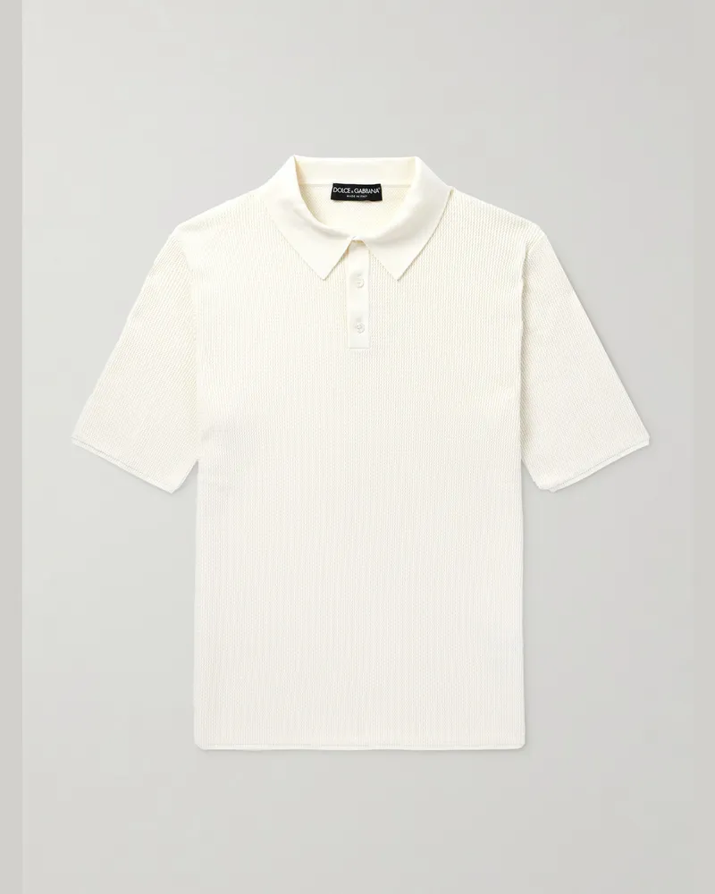 Dolce & Gabbana Polohemd aus Baumwolle in Rippstrick Neutral