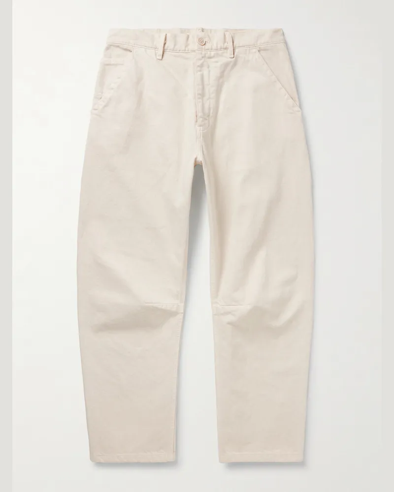 Nili Lotan Emir gerade geschnittene Hose aus Twill aus einer Baumwollmischung Neutral