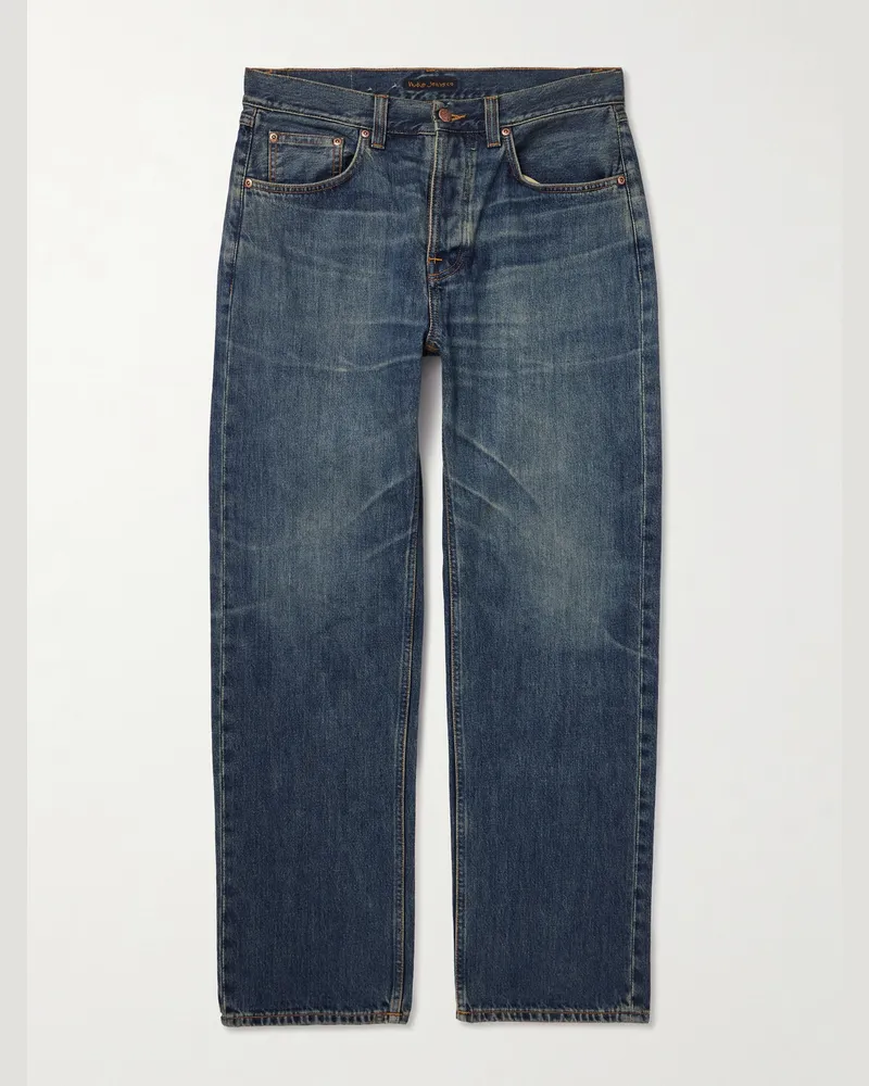 Nudie Jeans Tuff Tony gerade geschnittene Jeans aus Bio-Denim Blau