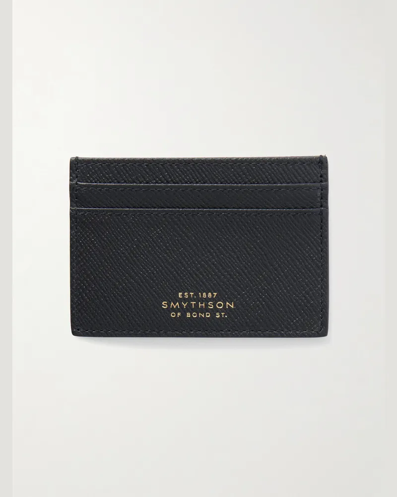Smythson Kartenetui aus quergemasertem Panama-Leder Blau