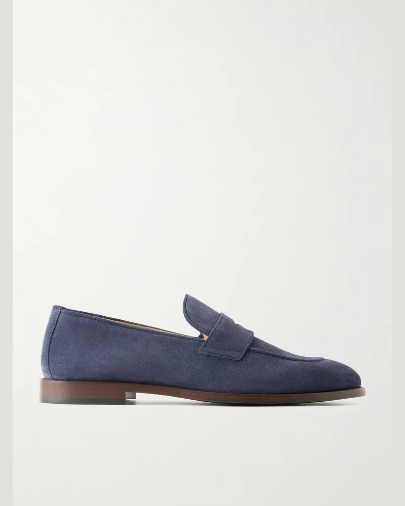 Brunello Cucinelli Flex Pennyloafers aus Veloursleder Blau