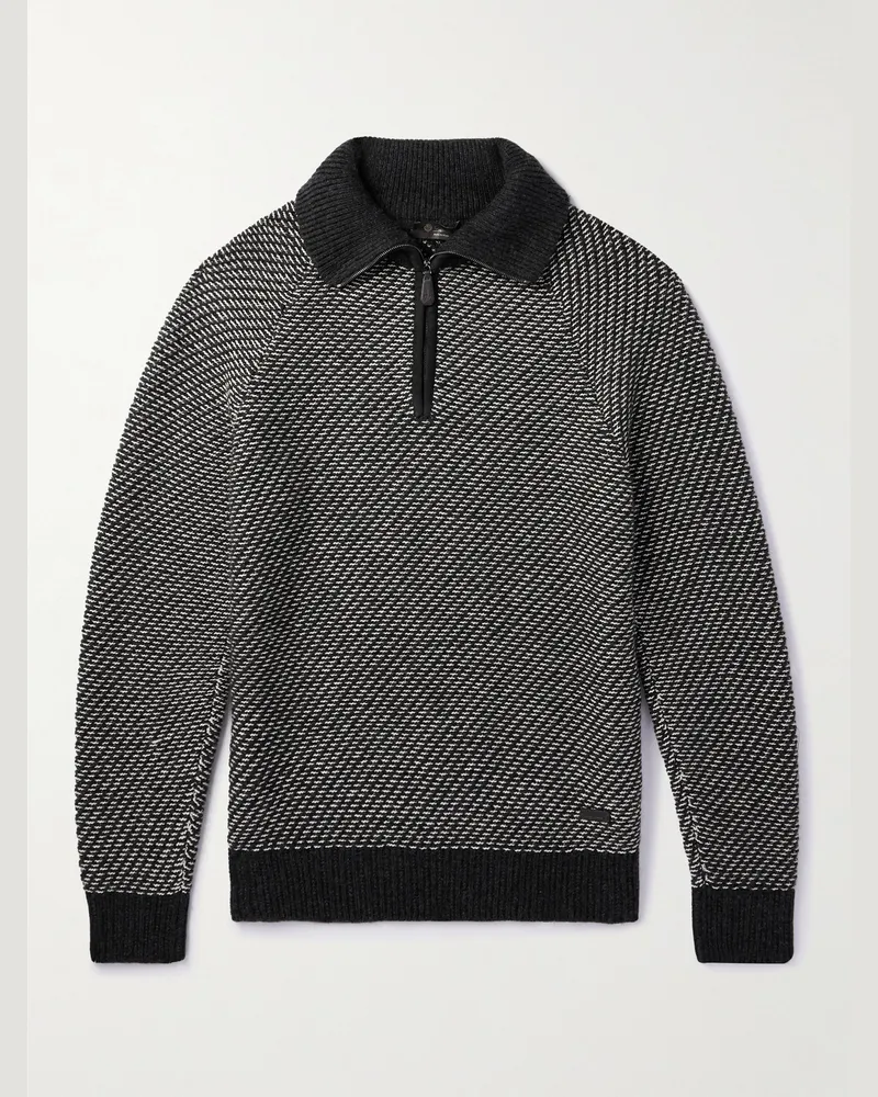Loro Piana Cashmere and Cotton-Blend Half-Zip Sweater Gray