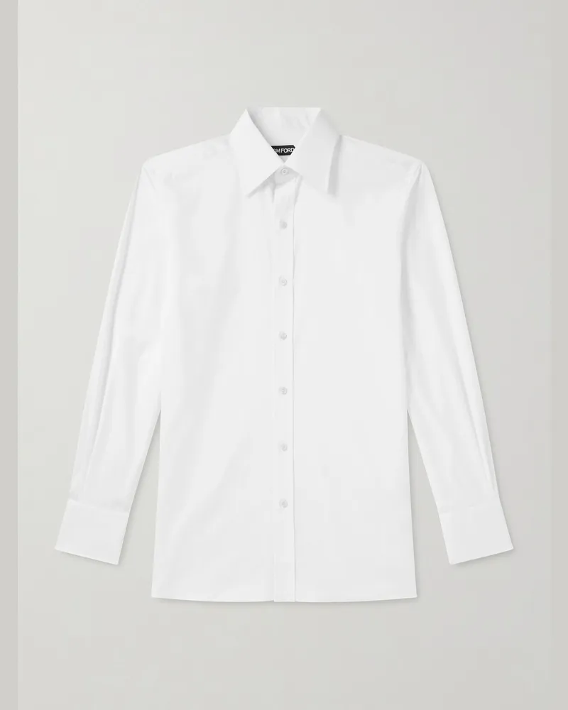 Tom Ford Hemd aus Baumwollpopeline Weiß