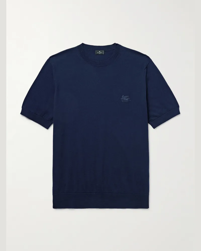 Etro T-Shirt aus Baumwolle mit Logostickerei Blau