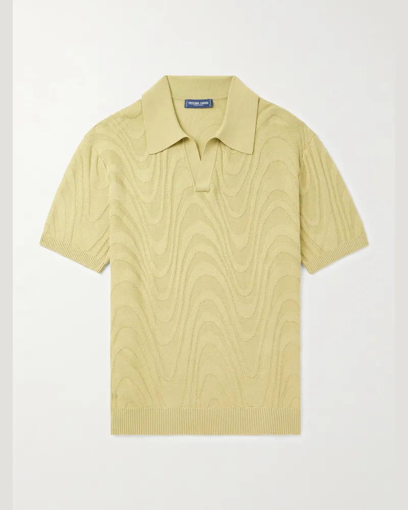 Frescobol Carioca Rino Cotton and Silk-Blend Polo Shirt Green