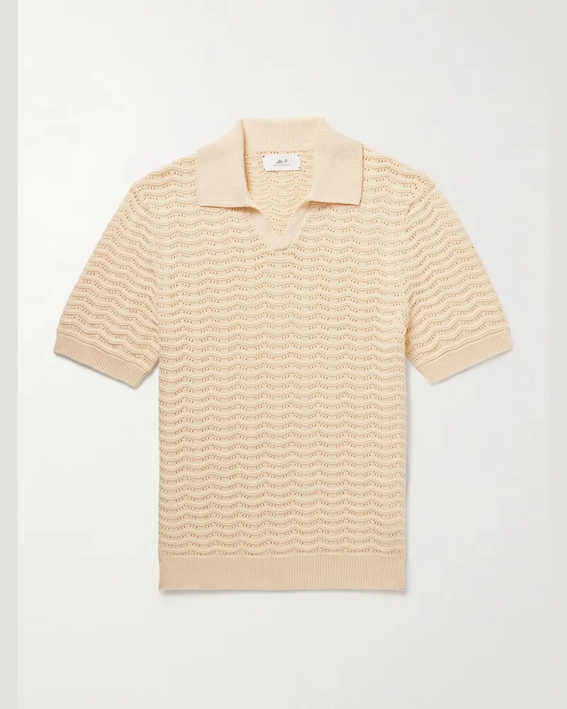 MR P. Pointelle-Knit Organic Cotton Polo Shirt Neutrals