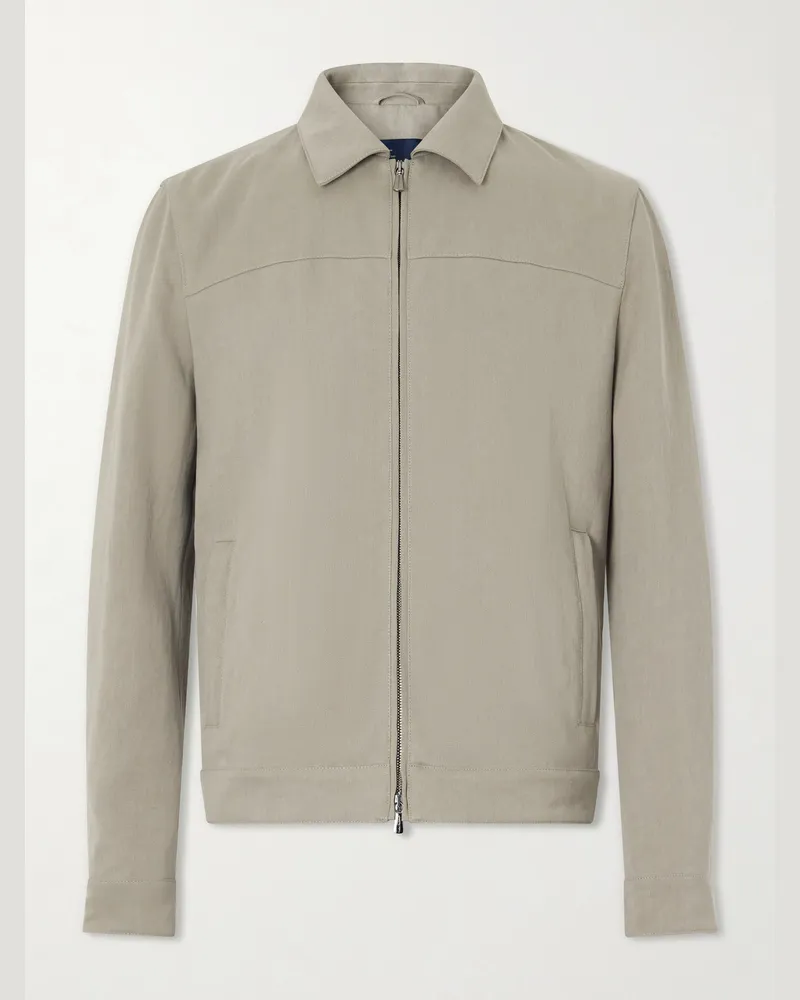 Thom Sweeney Linen Bomber Jacket Brown