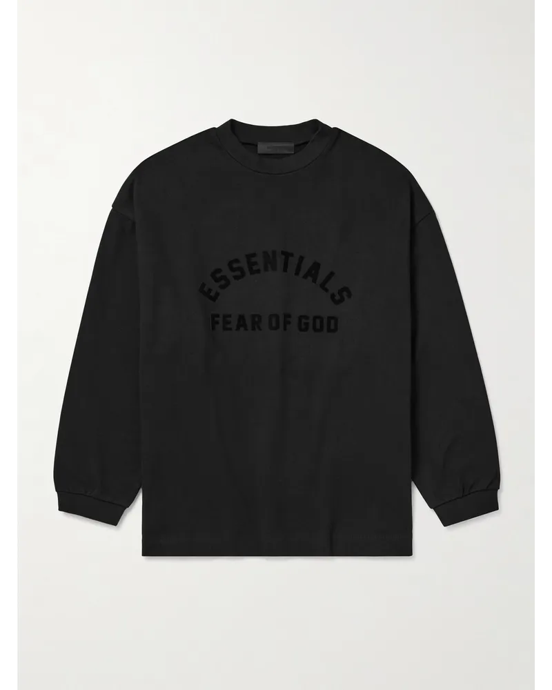 Fear of God Oversized-Oberteil aus Baumwoll-Jersey mit Logoapplikation Schwarz