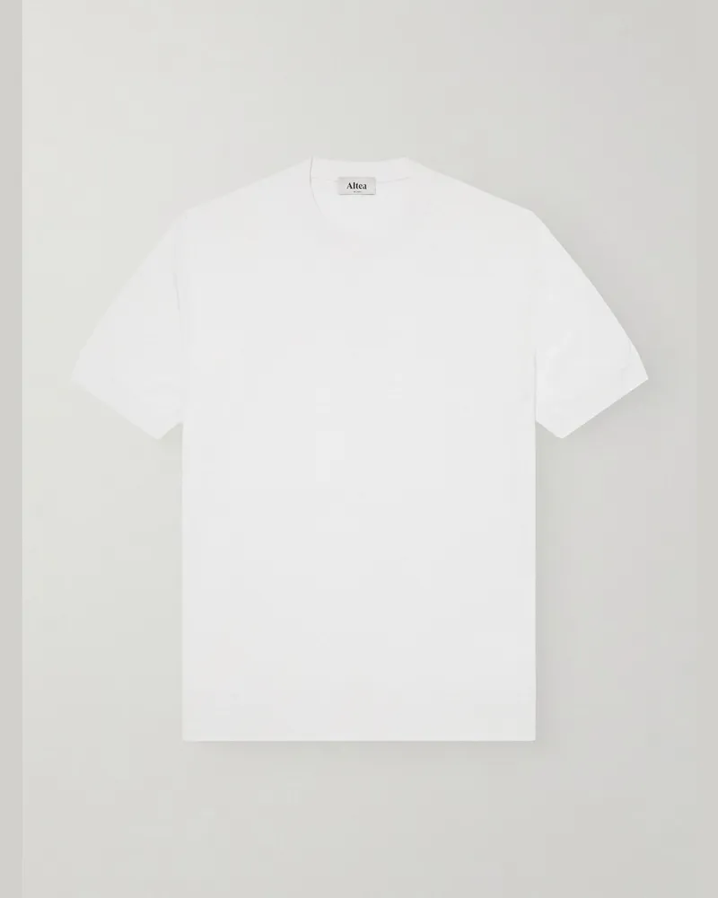 Altea Linen and Cotton-Blend T-Shirt White