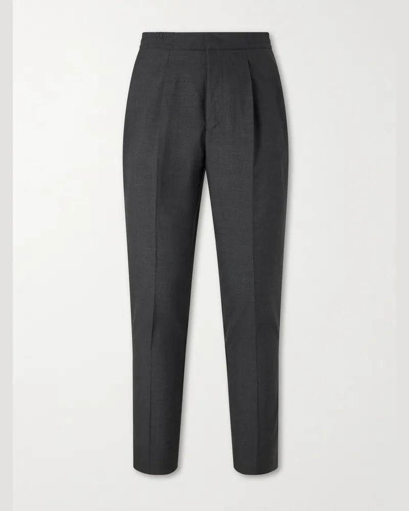 Officine Generale Drew  Tapered Pleated Wool Trousers Gray