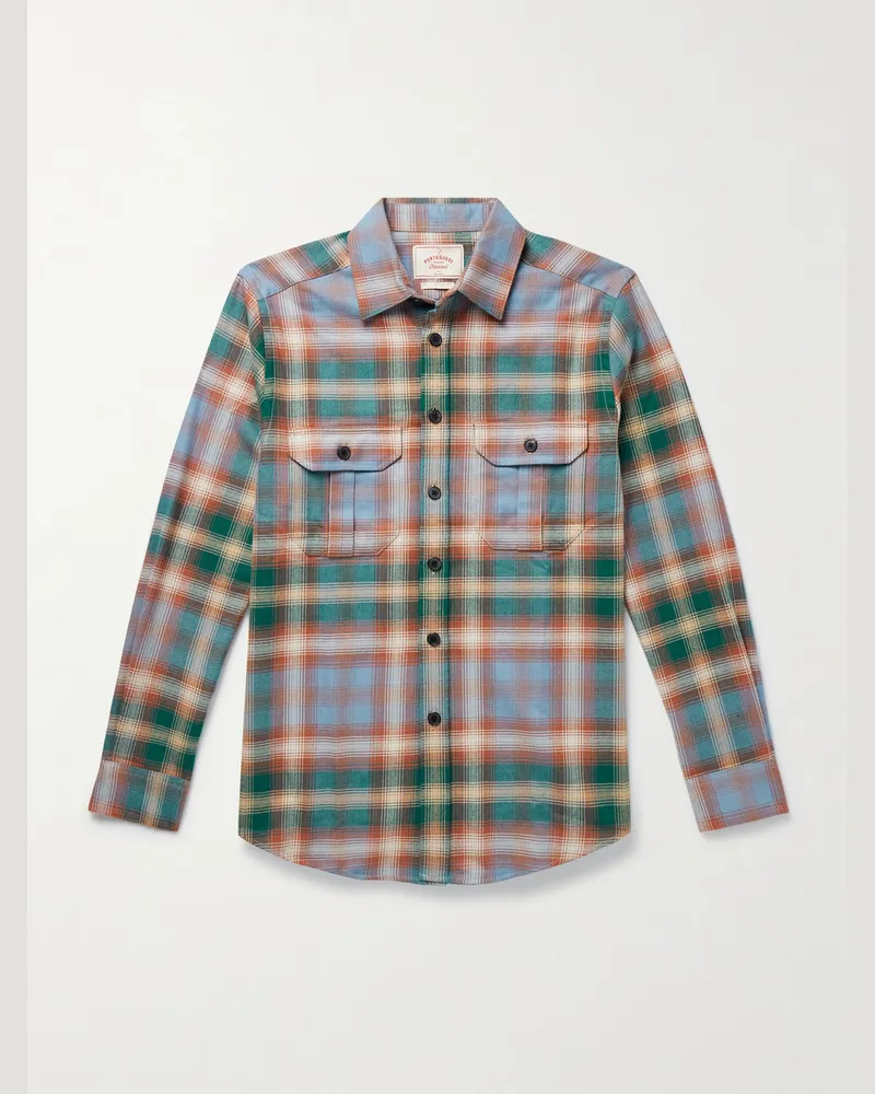 Portuguese Flannel Log kariertes Hemd aus Biobaumwollflanell Grün
