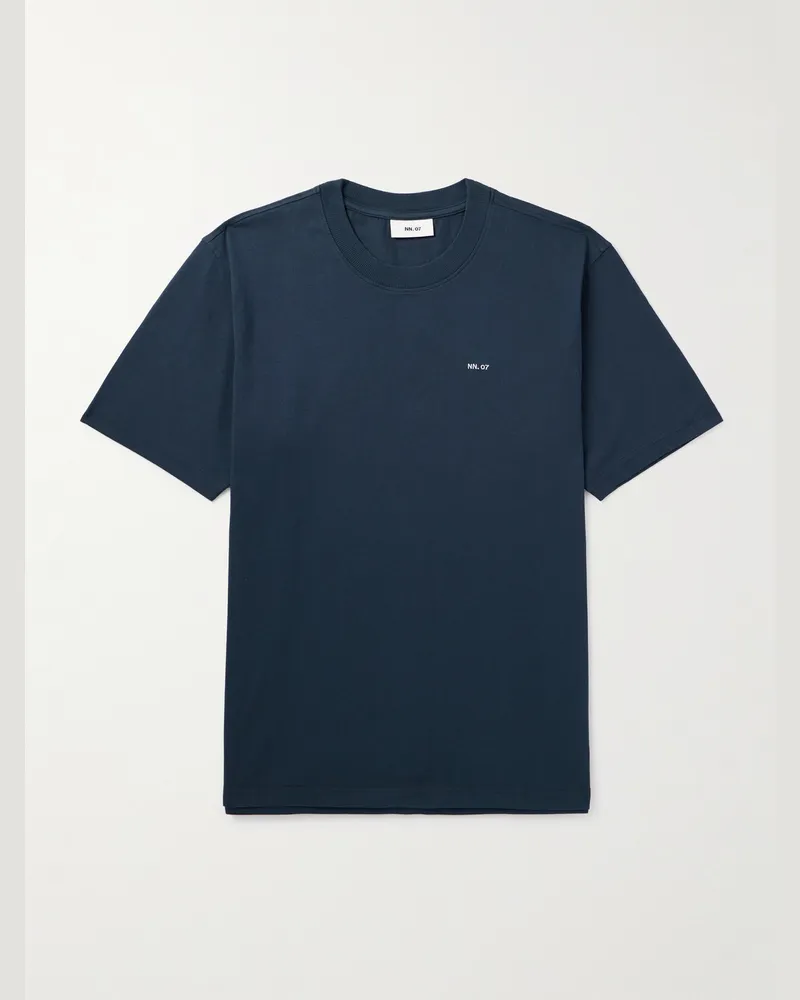NN 07 Adam 3209 Logo-Embroidered Pima Cotton-Jersey T-Shirt Blue