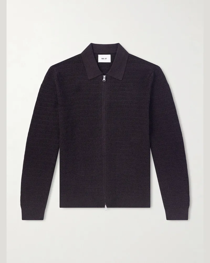 NN 07 Gustav 60016 Cardigan aus Biobaumwolle mit Reißverschluss Braun