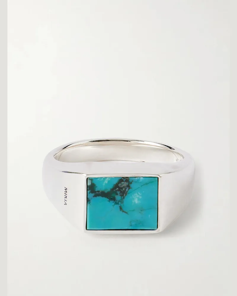 Mikia Rectangle Sterling Silver Turquoise Ring Blue