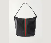 Lunetta Webbing-Trimmed Leather Tote Bag