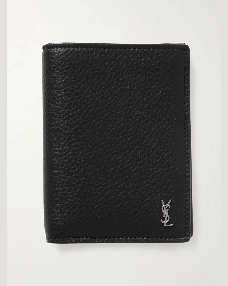 Saint Laurent Logo-Appliquéd Full-Grain Leather Billfold Wallet Black