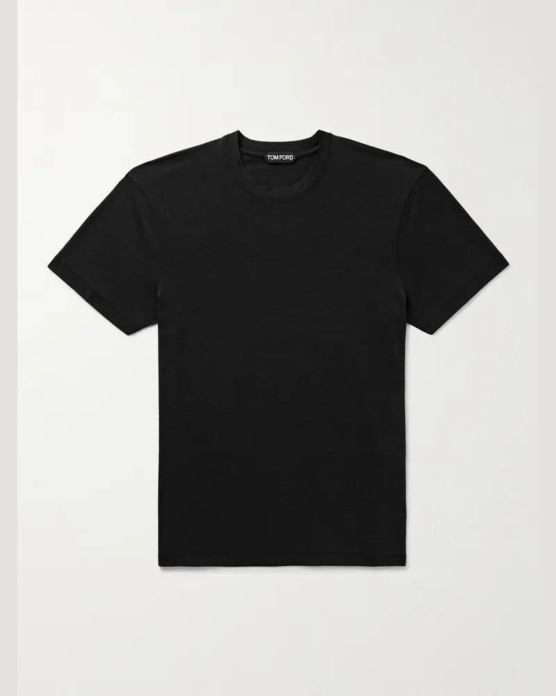 Tom Ford Schmal geschnittenes T-Shirt aus Jersey aus einer Lyocell-Baumwollmischung Schwarz