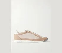 Suede-Trimmed Canvas Sneakers