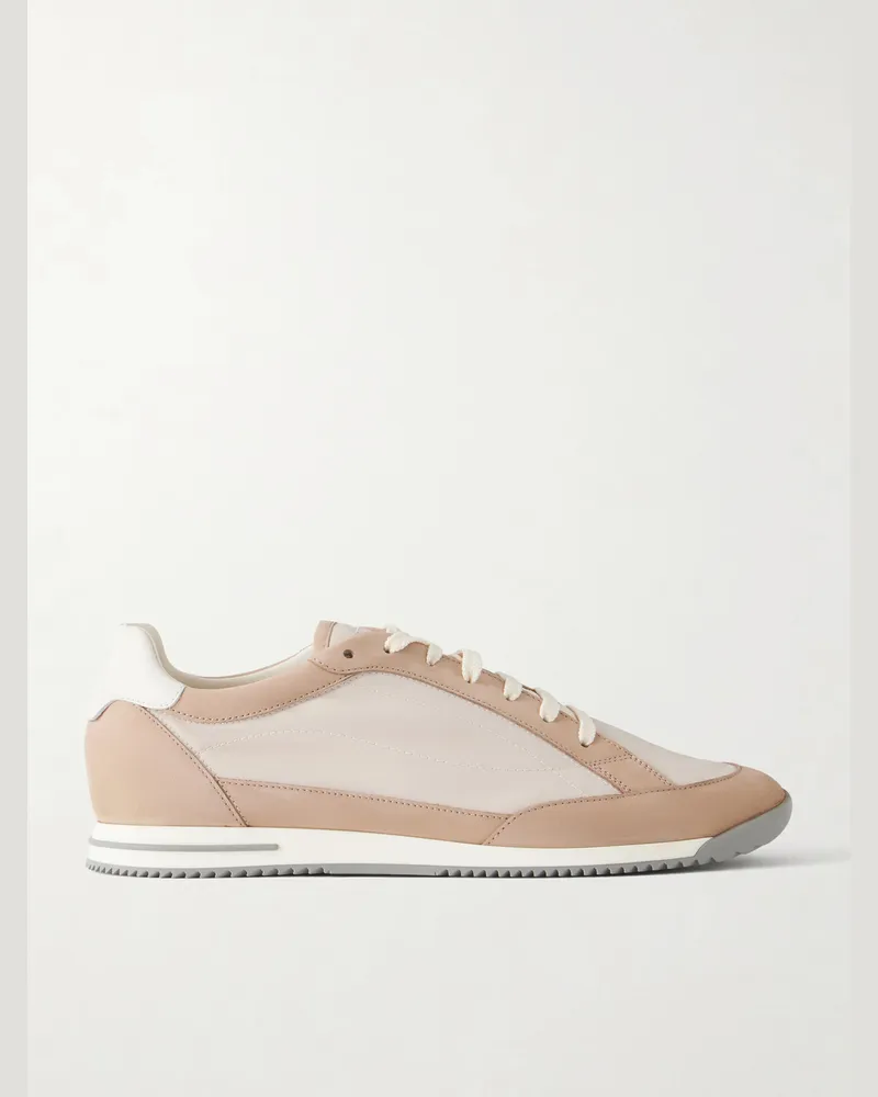 Brunello Cucinelli Suede-Trimmed Canvas Sneakers Neutrals
