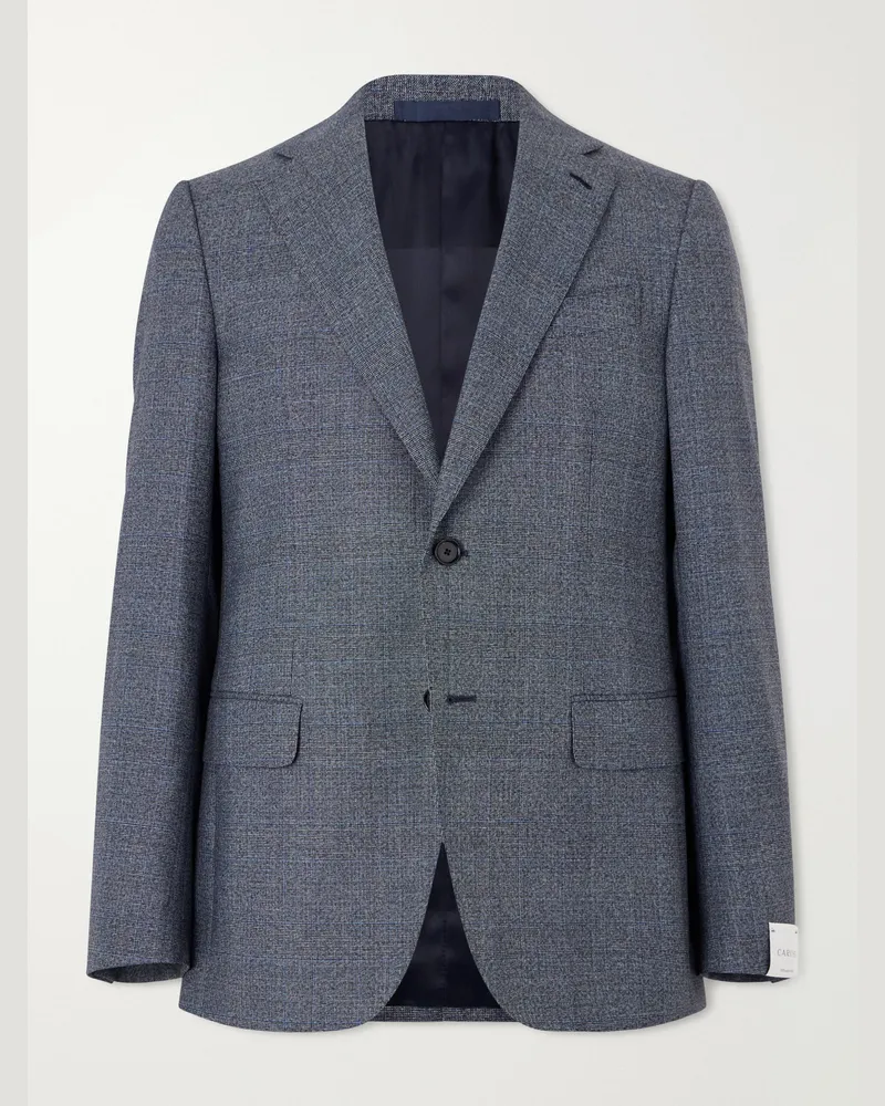 Caruso Norma Prince of Wales Wool Suit Jacket Blue