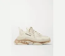 Triple S Clear Sole Mesh, Nubuck and Leather Sneakers