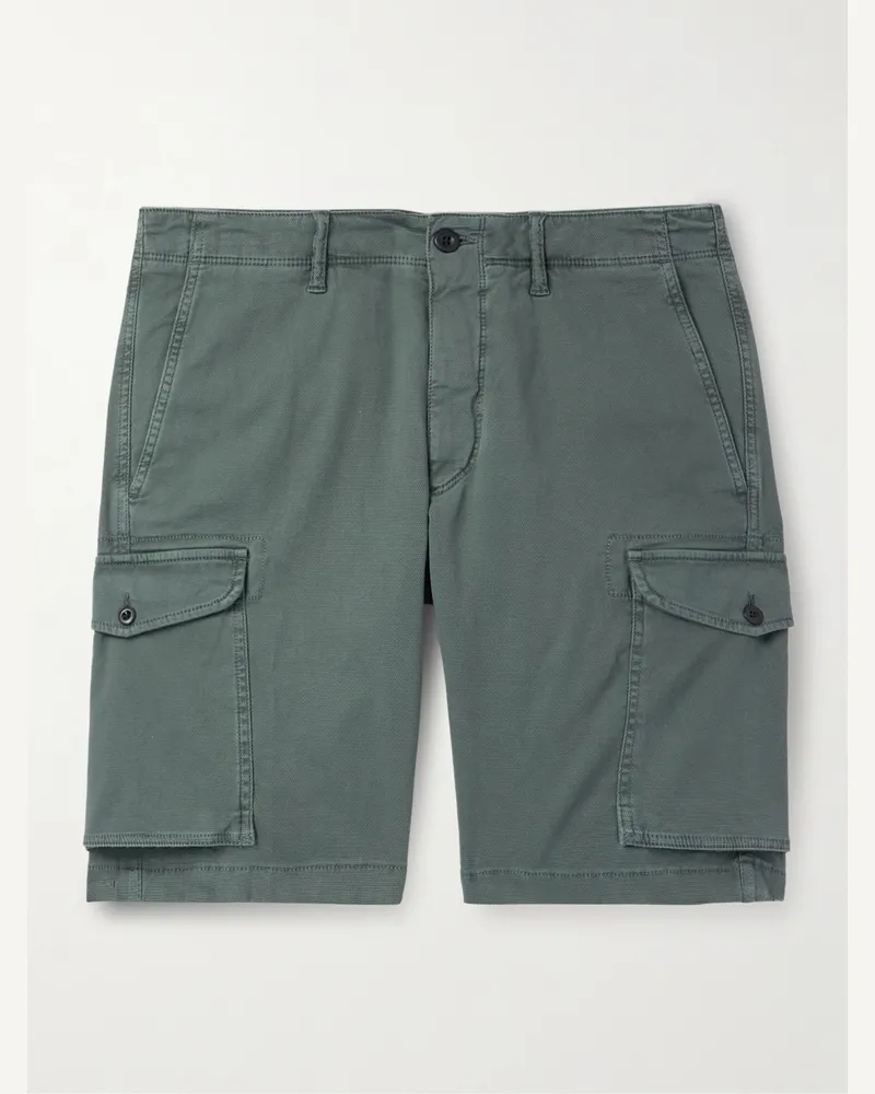 Incotex Gerade geschnittene Cargoshorts aus einer strukturierten Baumwollmischung Grün