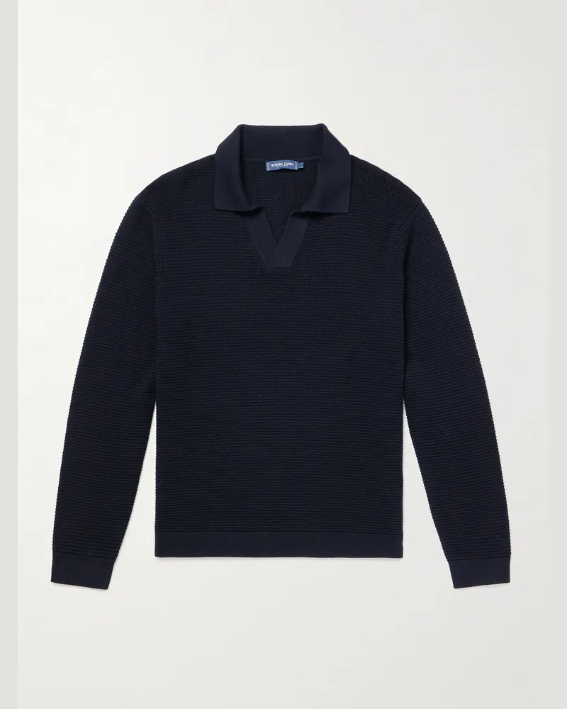 Frescobol Carioca Orlando Pullover aus Merinowolle mit Polokragen Blau