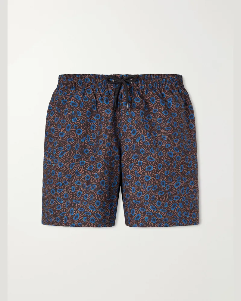 Dries van Noten Phibbs Straight-Leg Mid-Length Printed Swim Shorts Brown