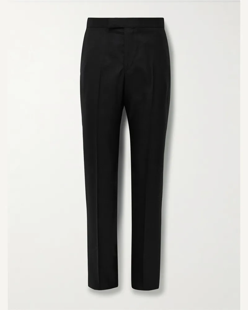 Favourbrook Schmal geschnittene Smokinghose aus Woll-Twill mit Ripsband Schwarz