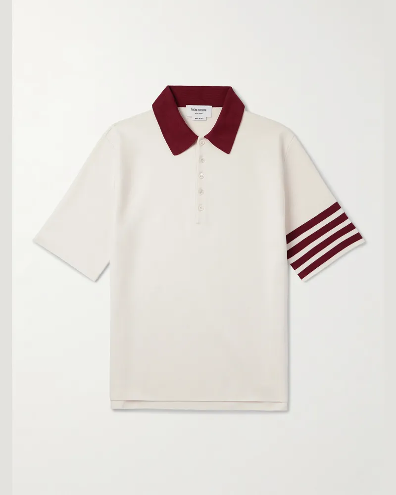 Thom Browne Polohemd aus Baumwolle mit Streifen Weiß