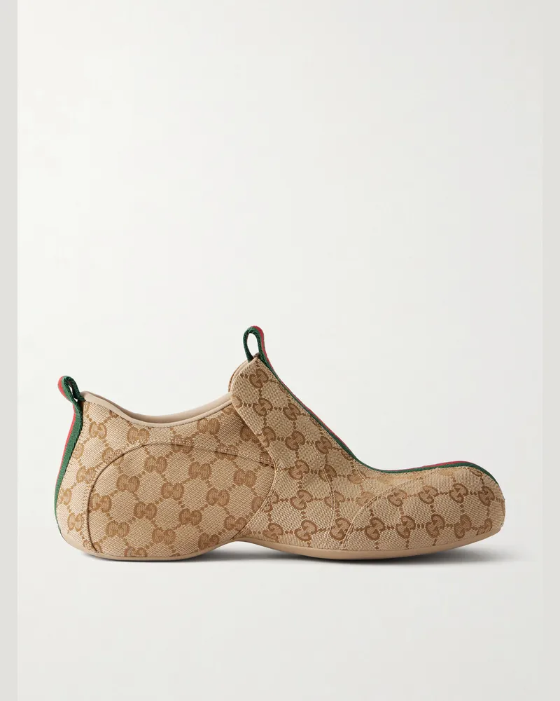 Gucci Manhattan Web-Trimmed GG-Canvas Sneakers Neutrals