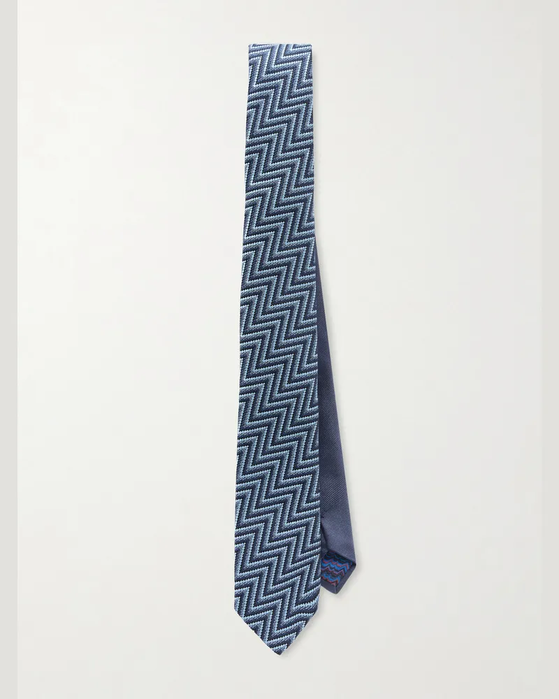 Missoni 7cm Silk-Jacquard Tie Blue