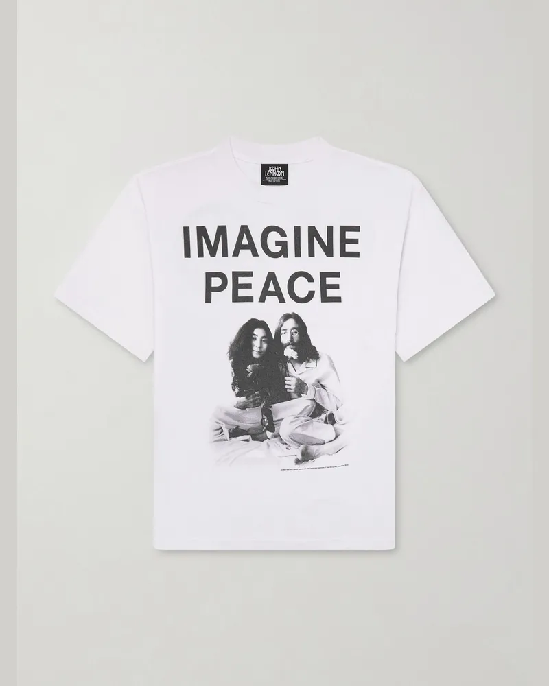 SAINT MXXXXXX John Lennon Printed Cotton-Jersey T-shirt White