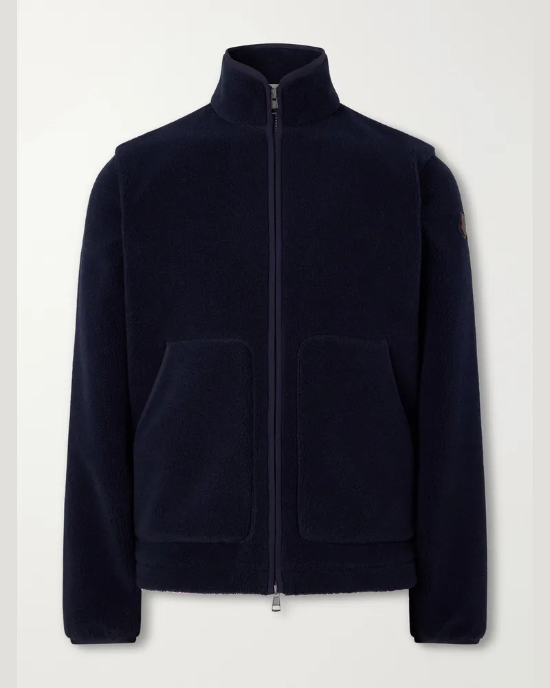 Moncler Logo-Appliquéd Zip-Up Fleece Jacket Blue