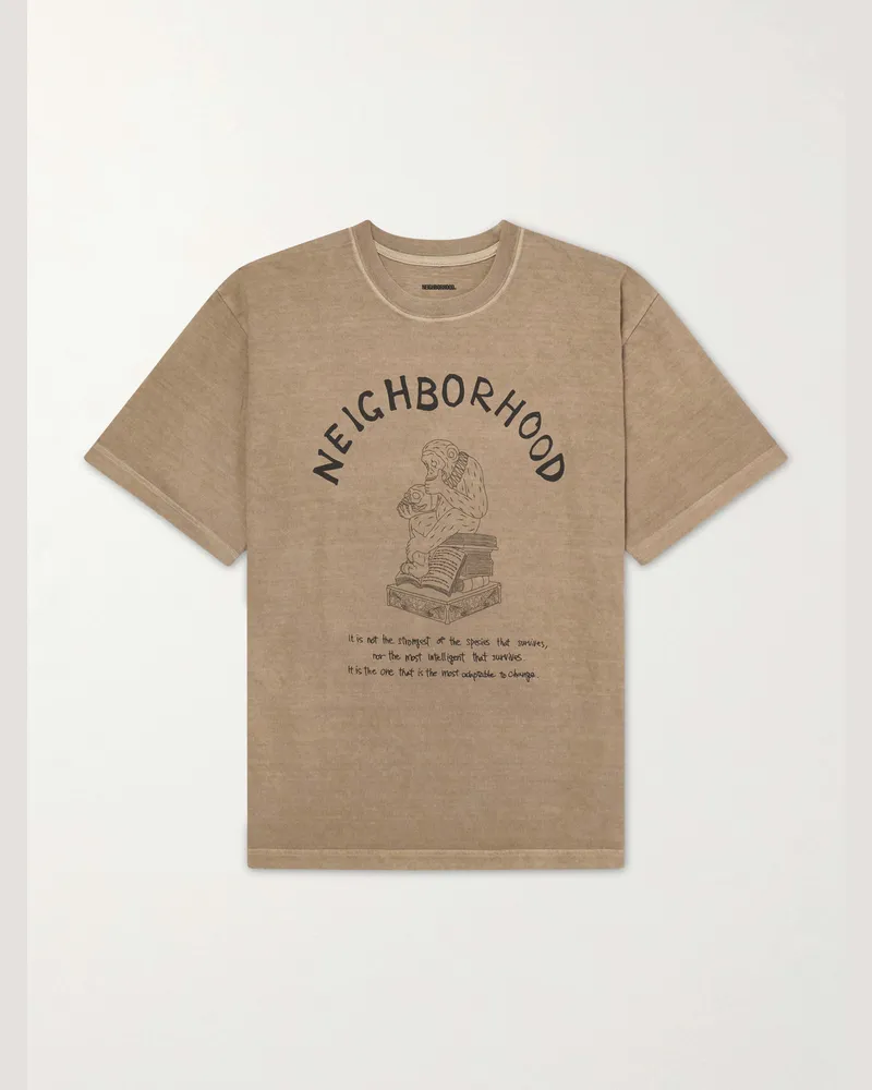 Neighborhood Printed Cotton-Jersey T-Shirt Green