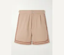 Straight-Leg Pleated Cotton-Twill Shorts