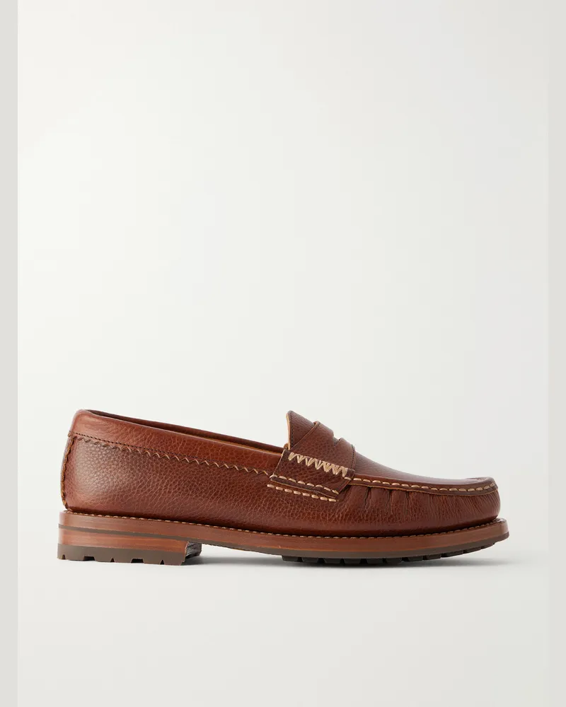 YUKETEN Rob Full-Grain Leather Penny Loafers Brown