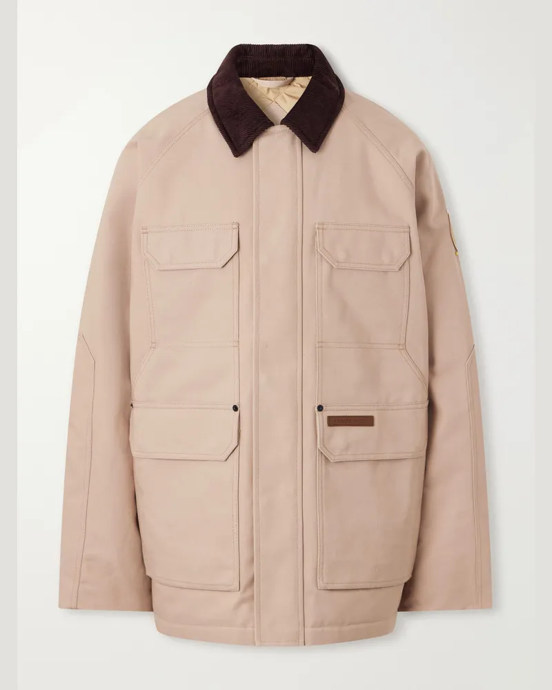 Canada Goose Garrison Corduroy-Trimmed Cotton-Canvas Coat Neutrals