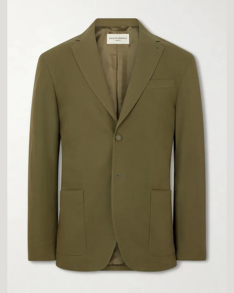 Officine Generale Michel Lyocell, Linen and Cotton-Blend Jacket Green