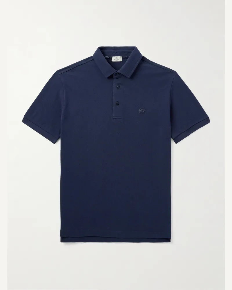 Etro Polohemd aus Baumwoll-Piqué mit Logostickerei Blau