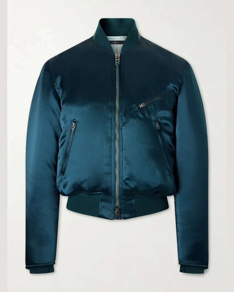 Tom Ford Satin Bomber Jacket Green