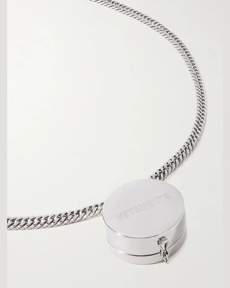 VETEMENTS Grinder silberfarbene Anhängerkette mit Logogravur Silber