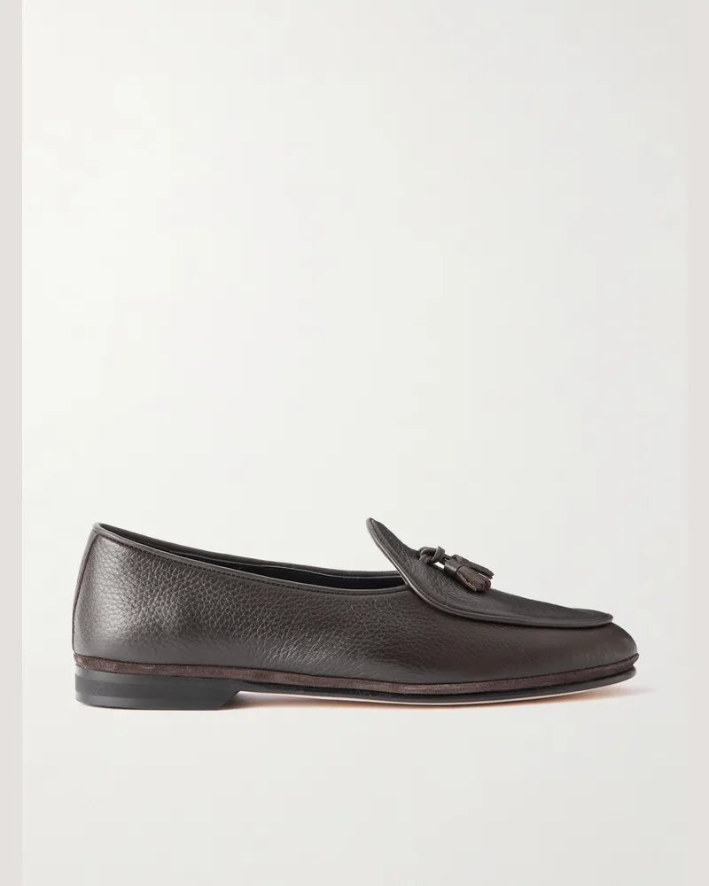 Rubinacci Marphy Loafers aus vollnarbigem Leder mit Troddeln Braun